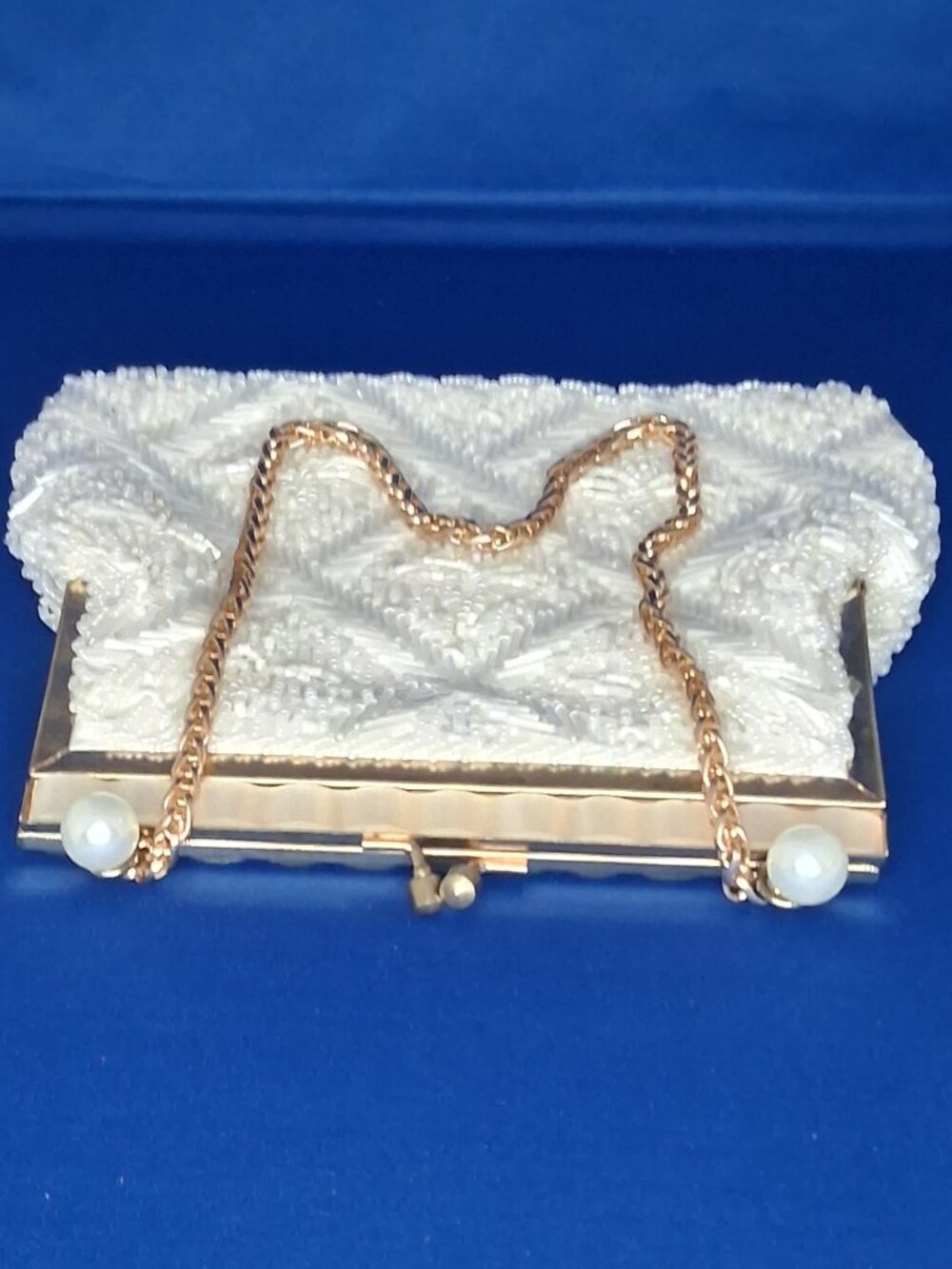 Vintage Sister Ernestine Beaded Evening Bag Pearl Accent Frame Clutch Hong Kong - Picture 6 of 10